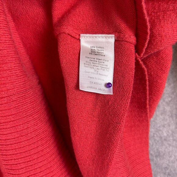 Talbots Sweater Women's Large Red Cashmere Blend Pullover Tie Cuff Preppy Casual - Picture 9 of 10